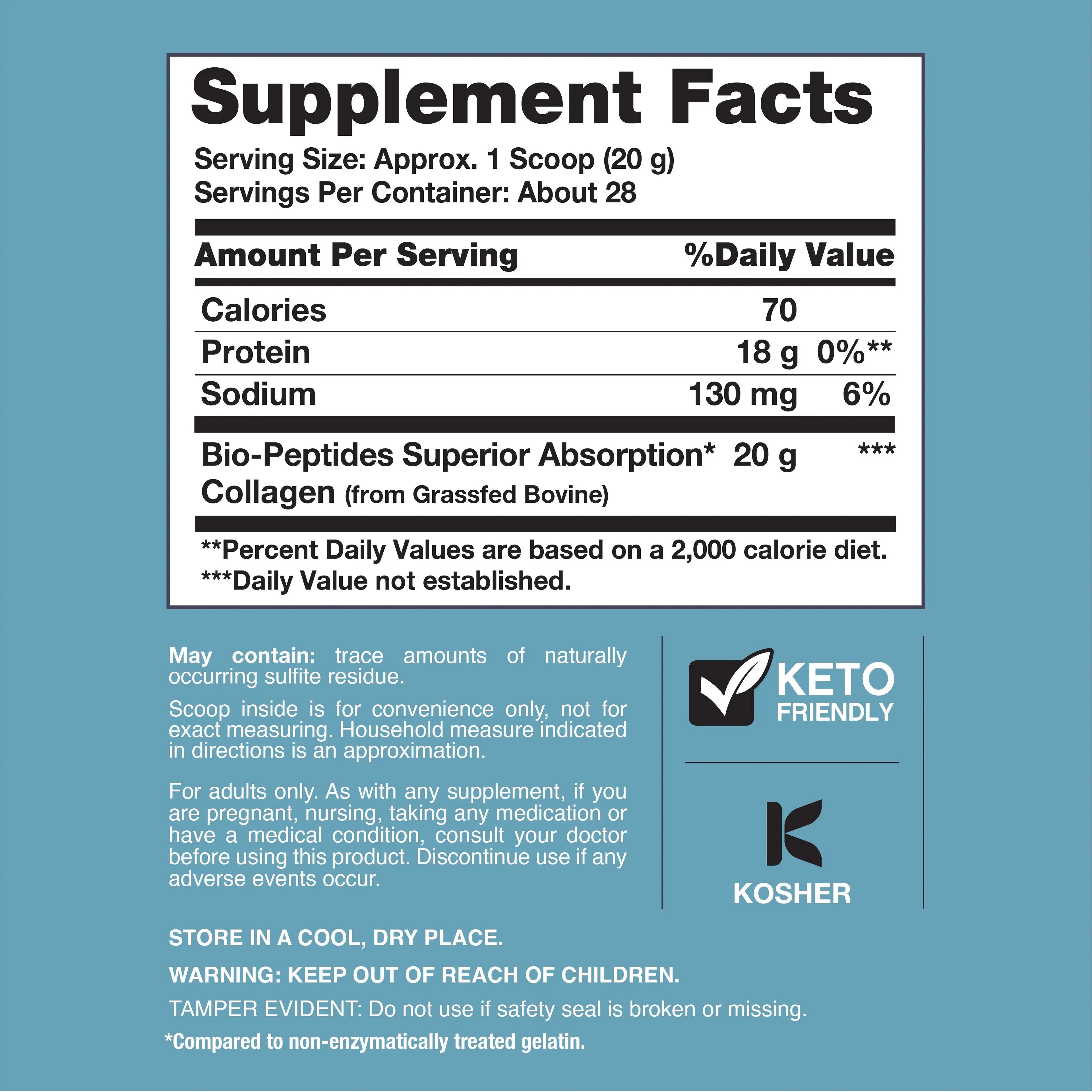 Neocell Collagen Bio-Peptides Powder 20Oz - Grassfed Protein Supplement - Advanced with 18 Essential Amino Acids